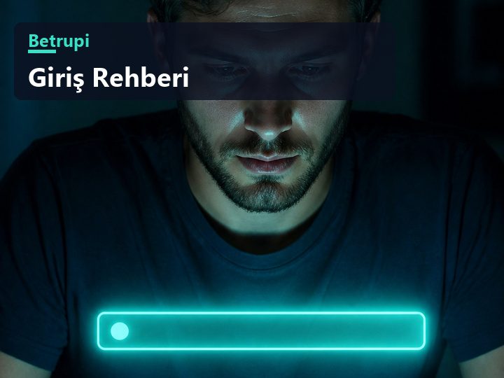 BetRupi giriş akışının adres doğrulamadan ilk lobiye uzanan aşamalarını gösteren şematik kapak görseli