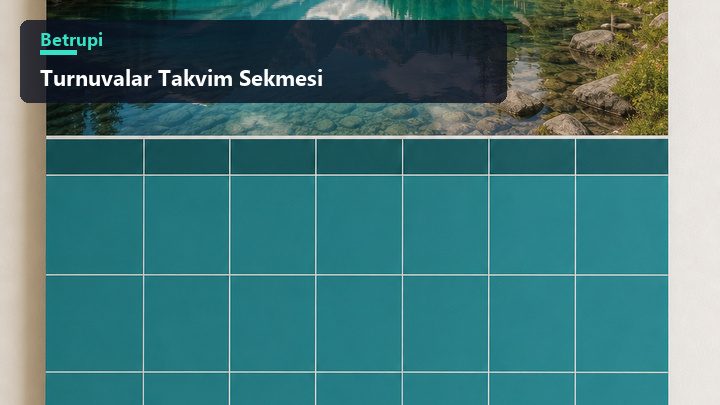 Takvim sekmesinde haftanın turnuvalarının oyun adı, başlangıç saati ve kadro büyüklüğüyle listelenmesi